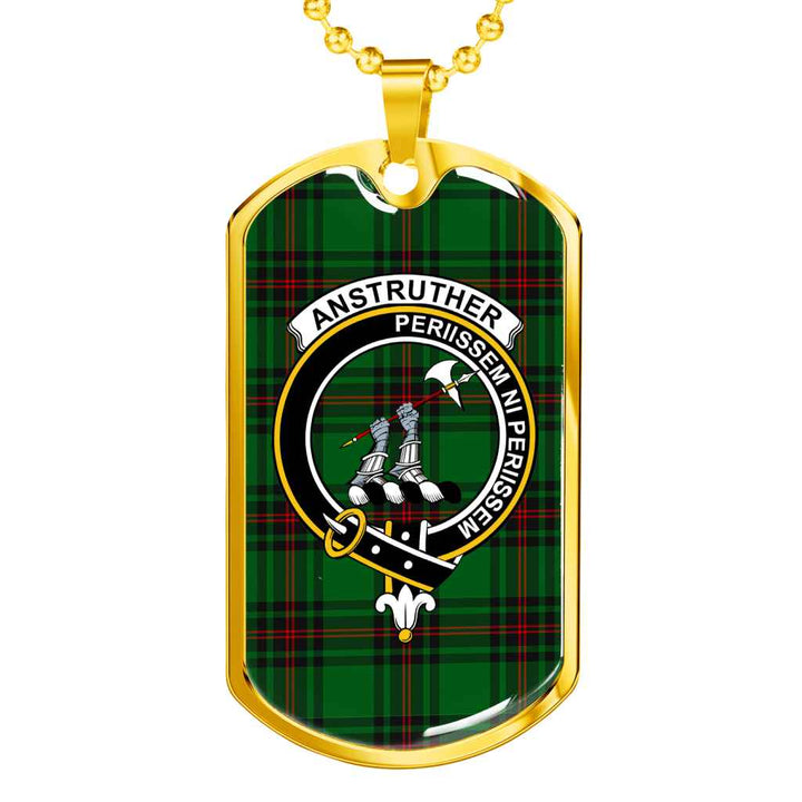Scottish Anstruther Clan Crest Tartan Military Dog Tag Necklace Tartan Plaid 2