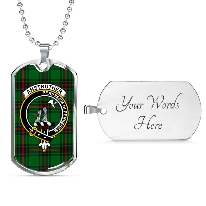 Scottish Anstruther Clan Crest Tartan Military Dog Tag Necklace Tartan Plaid 3