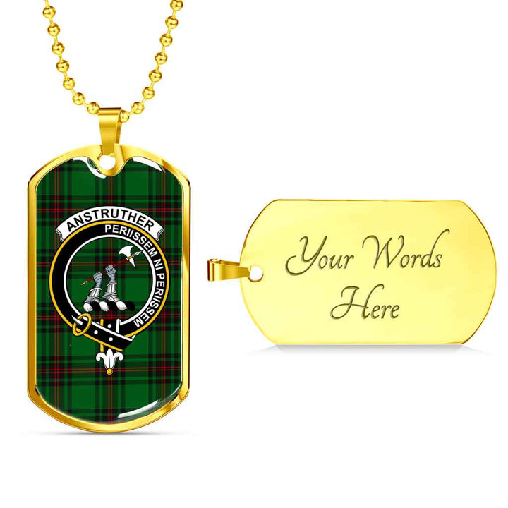 Scottish Anstruther Clan Crest Tartan Military Dog Tag Necklace Tartan Plaid 4