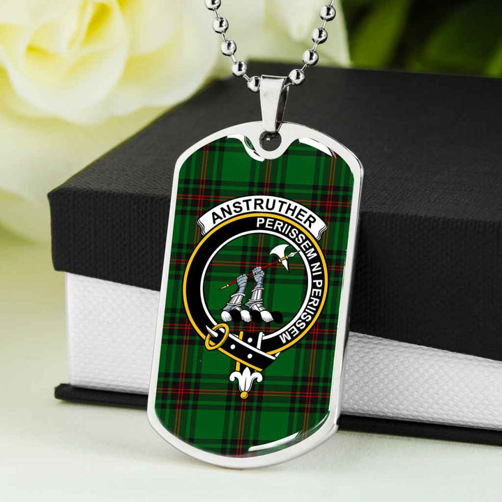 Scottish Anstruther Clan Crest Tartan Military Dog Tag Necklace Tartan Plaid 5