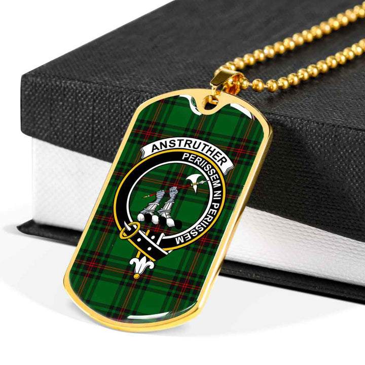 Scottish Anstruther Clan Crest Tartan Military Dog Tag Necklace Tartan Plaid 6
