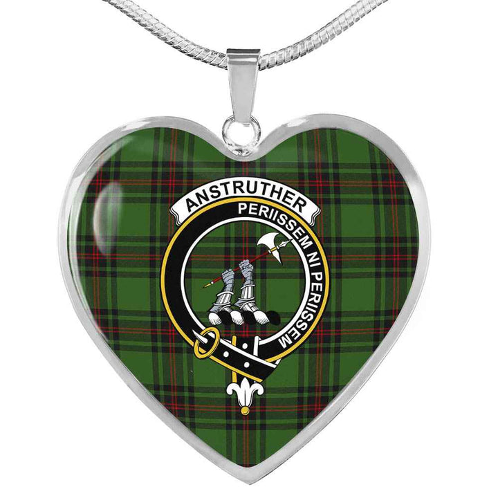 Scottish Anstruther Clan Crest Tartan Necklace Heart Tartan Plaid 1