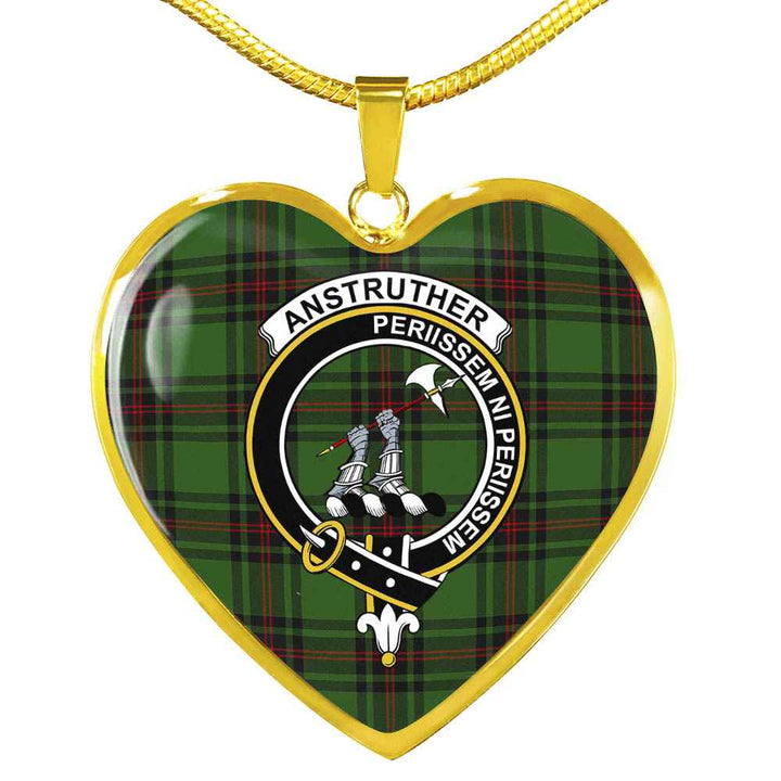 Scottish Anstruther Clan Crest Tartan Necklace Heart Tartan Plaid 2