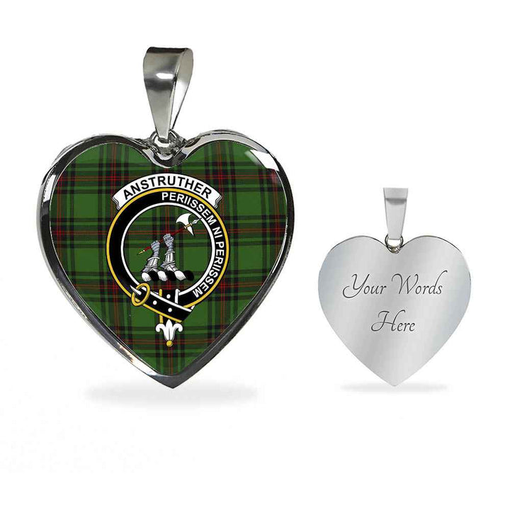 Scottish Anstruther Clan Crest Tartan Necklace Heart Tartan Plaid 3