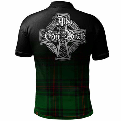 Scottish Anstruther Clan Crest Tartan Polo Shirt - Alba Gu Brath Family Crest Celtic Inspired Back Side Tartan Plaid