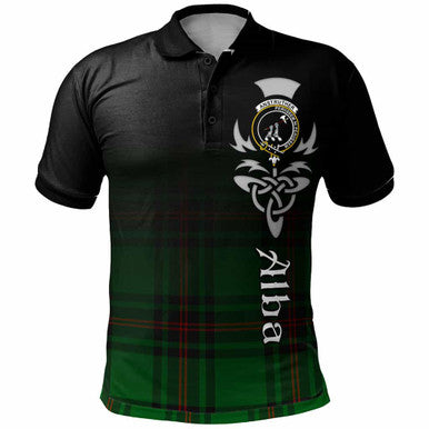 Scottish Anstruther Clan Crest Tartan Polo Shirt - Alba Gu Brath Family Crest Celtic Inspired Front Side Tartan Plaid