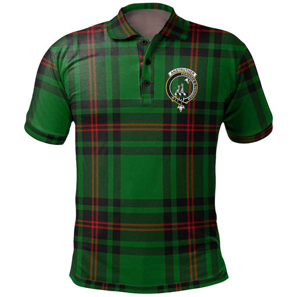 Scottish Anstruther Clan Crest Tartan Polo Shirt Front Side Tartan Plaid