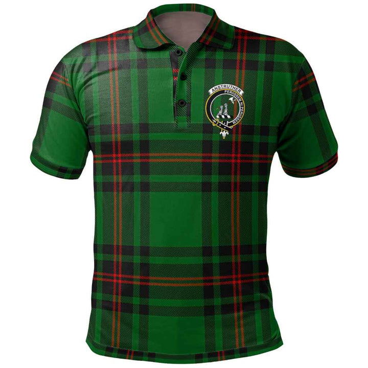Scottish Anstruther Clan Crest Tartan Polo Shirt Front Side Tartan Plaid