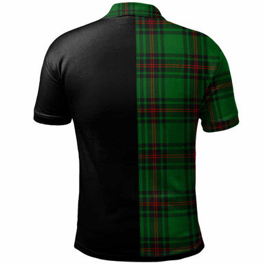 Scottish Anstruther Clan Crest Tartan Polo Shirt - Half in Me Back Side Tartan Plaid