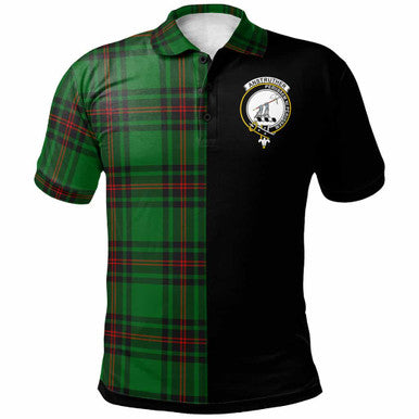 Scottish Anstruther Clan Crest Tartan Polo Shirt - Half in Me Front Side Tartan Plaid