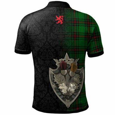 Scottish Anstruther Clan Crest Tartan Polo Shirt - Half Thistle Flowers Celtic Design Back Side Tartan Plaid