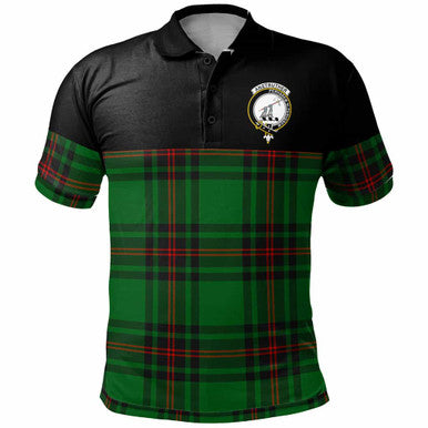 Scottish Anstruther Clan Crest Tartan Polo Shirt - Horizontal Style Front Side Tartan Plaid