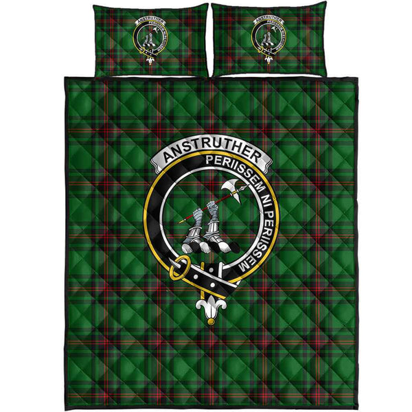 Scottish Anstruther Clan Crest Tartan Quilt Bed Set Tartan Plaid 1