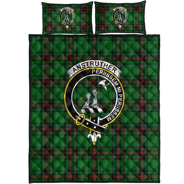 Scottish Anstruther Clan Crest Tartan Quilt Bed Set Tartan Plaid 1