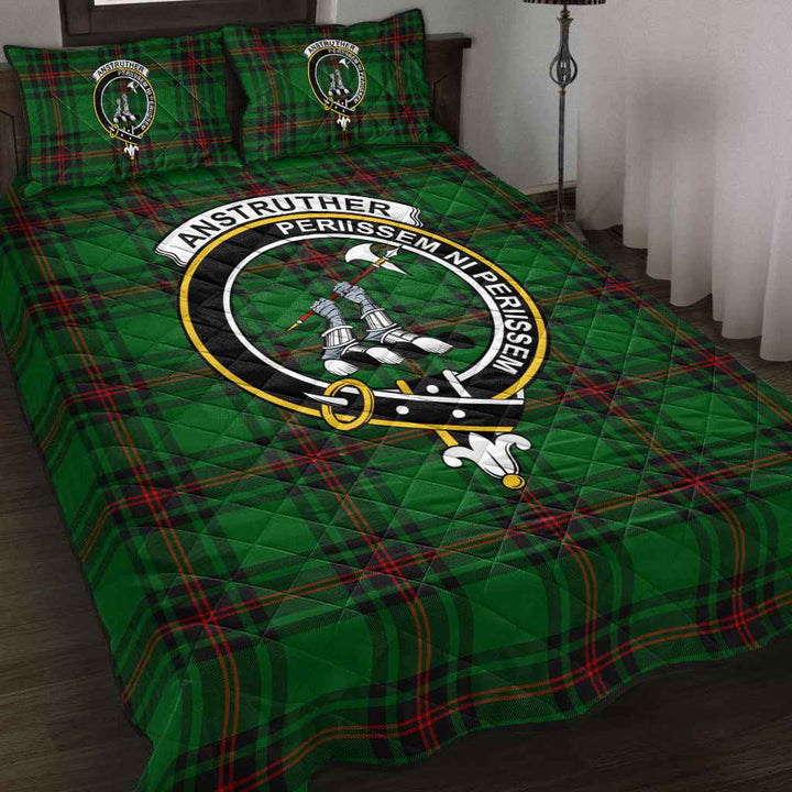 Scottish Anstruther Clan Crest Tartan Quilt Bed Set Tartan Plaid 2