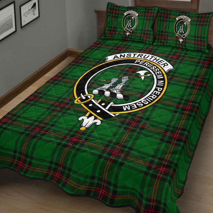 Scottish Anstruther Clan Crest Tartan Quilt Bed Set Tartan Plaid 3