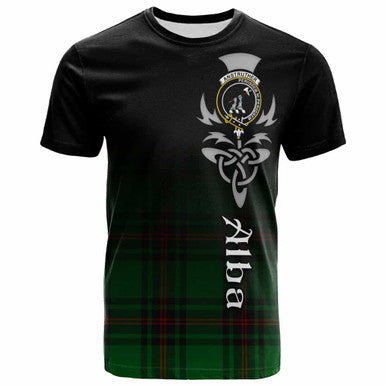 Scottish Anstruther Clan Crest Tartan T-Shirt - Alba Gu Brath Family Crest Celtic Inspired Front Side Tartan Plaid