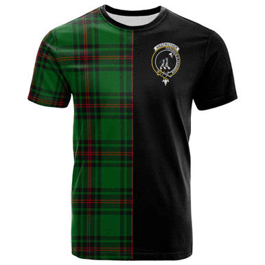 Scottish Anstruther Clan Crest Tartan T-Shirt Half in Me Front Side Tartan Plaid