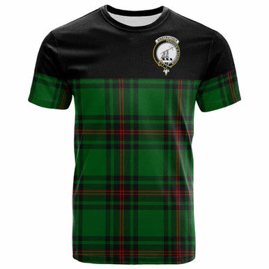 Scottish Anstruther Clan Crest Tartan T-Shirt - Horizontal Style Front Side Tartan Plaid
