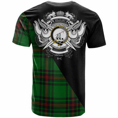 Scottish Anstruther Clan Crest Tartan T-Shirt - Military Logo Back Side Tartan Plaid