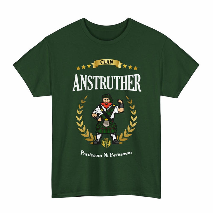 Scottish Anstruther Clan Tartan T-Shirt - Motto Scotsman Tartan Plaid Forest Green Color