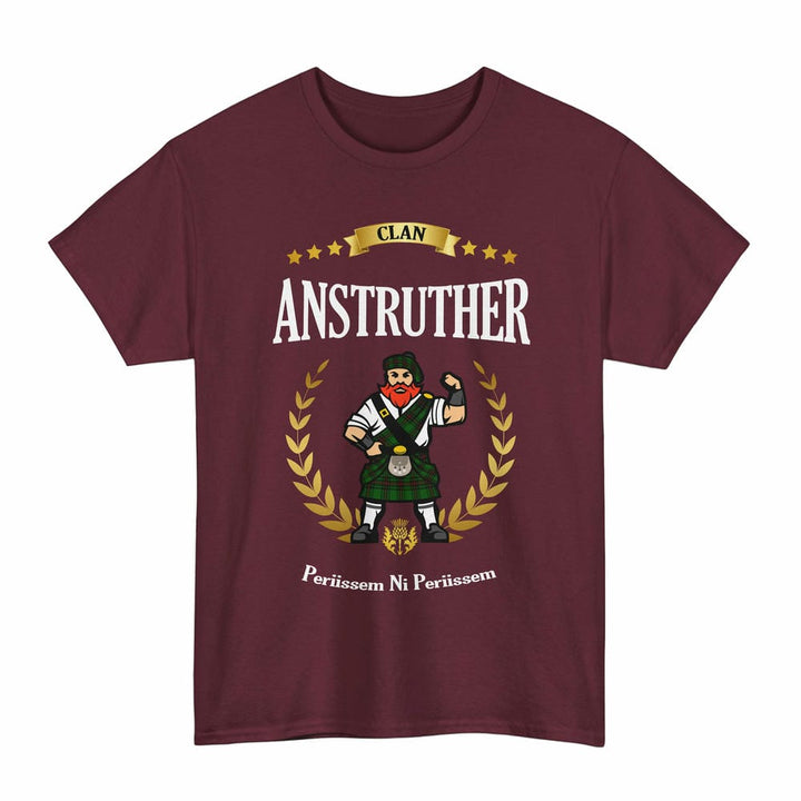 Scottish Anstruther Clan Tartan T-Shirt - Motto Scotsman Tartan Plaid Maroon Color