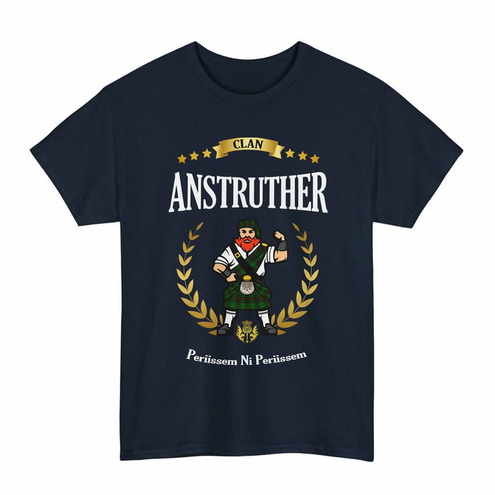 Scottish Anstruther Clan Tartan T-Shirt - Motto Scotsman Tartan Plaid Navy Color