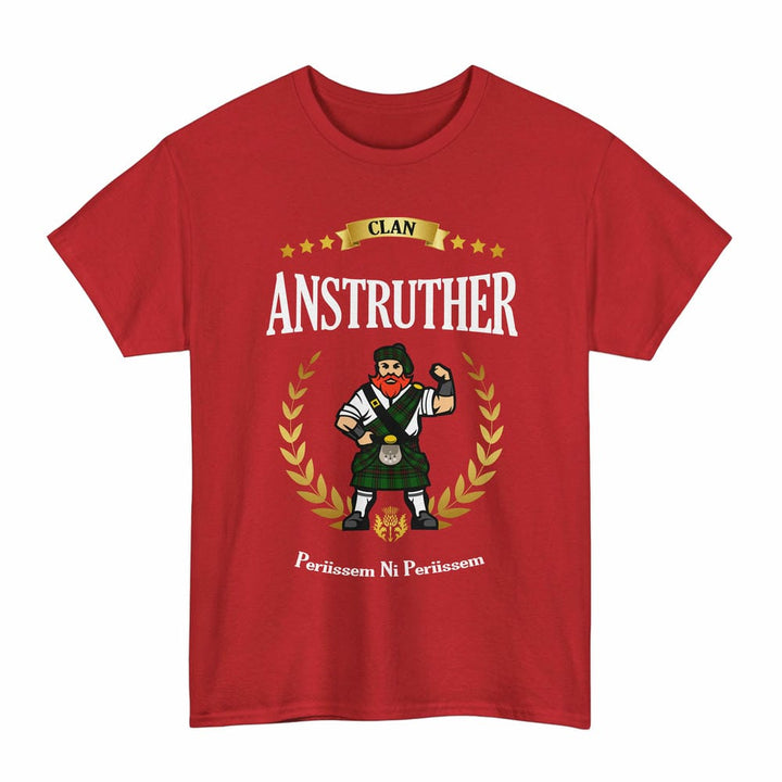 Scottish Anstruther Clan Tartan T-Shirt - Motto Scotsman Tartan Plaid Red Color