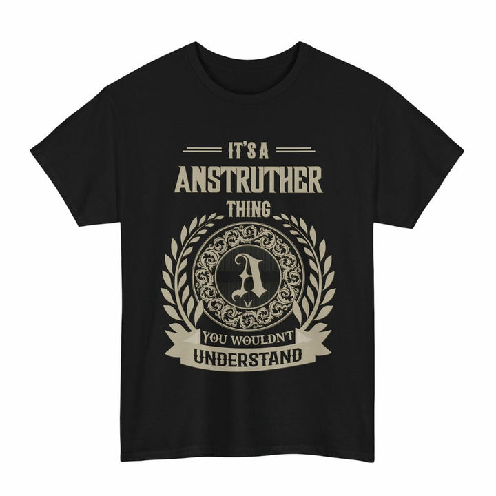 Scottish Anstruther Clan Tartan T-Shirt - Vintage Family Name Tartan Plaid Black Color