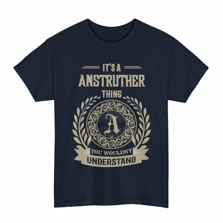 Scottish Anstruther Clan Tartan T-Shirt - Vintage Family Name Tartan Plaid Navy Color