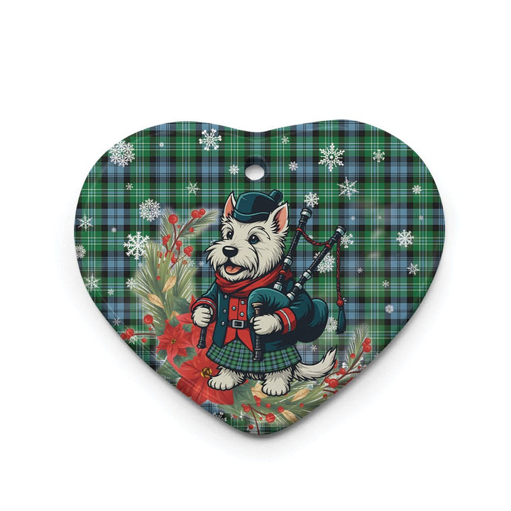 Scottish Arbuthnot Ancient Clan Tartan Ceramic Ornament Cute Scottish Terrier Dog Heart Style Tartan Plaid