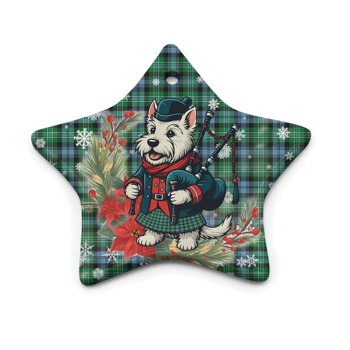 Scottish Arbuthnot Ancient Clan Tartan Ceramic Ornament Cute Scottish Terrier Dog Star Style Tartan Plaid