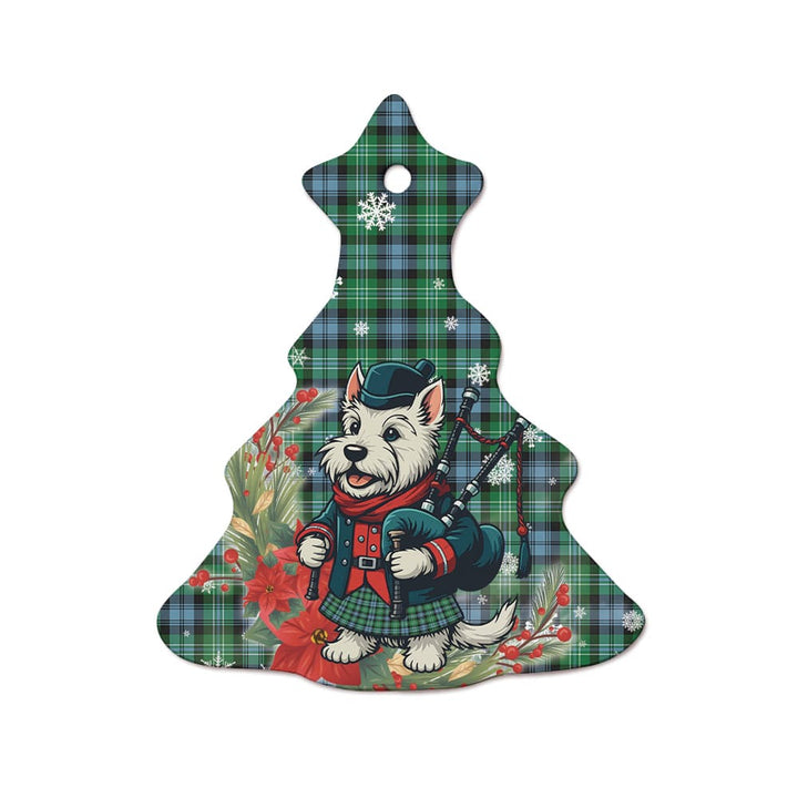 Scottish Arbuthnot Ancient Clan Tartan Ceramic Ornament Cute Scottish Terrier Dog Tree Style Tartan Plaid