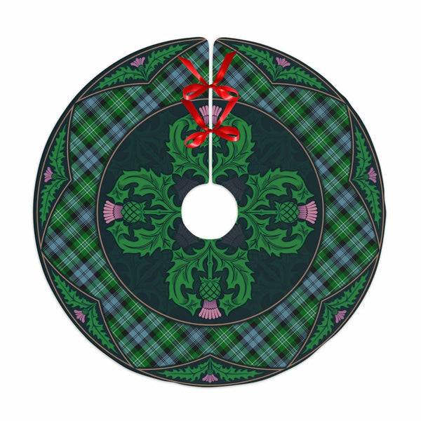 Scottish Arbuthnot Ancient Clan Tartan Christmas Tree Skirt Old Scottish Thistle Flower No Tassels Tartan Plaid 1