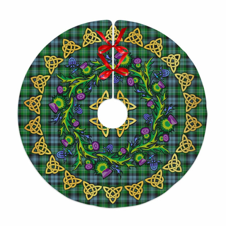 Scottish Arbuthnot Ancient Clan Tartan Thistle Celtic Knot Christmas Tree Skirt No Tassels Tartan Plaid 1