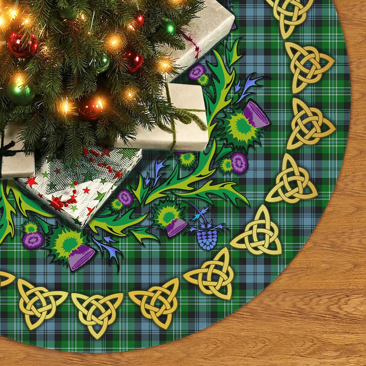 Scottish Arbuthnot Ancient Clan Tartan Thistle Celtic Knot Christmas Tree Skirt No Tassels Tartan Plaid 2