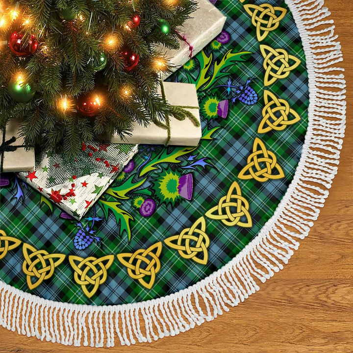 Scottish Arbuthnot Ancient Clan Tartan Thistle Celtic Knot Christmas Tree Skirt Tassels Tartan Plaid 2