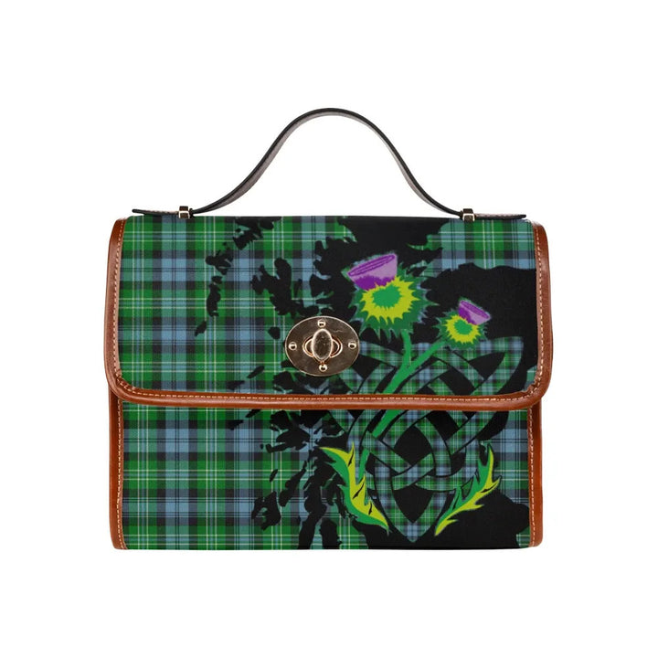Scottish Arbuthnot Ancient Clan Tartan Waterproof Canvas Bag With Thistle Tartan Plaid 1
