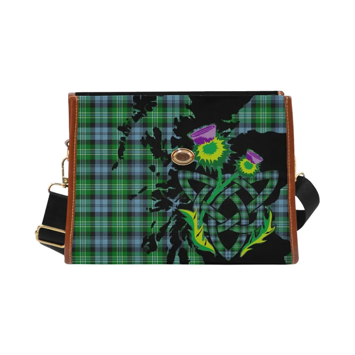 Scottish Arbuthnot Ancient Clan Tartan Waterproof Canvas Bag With Thistle Tartan Plaid 2