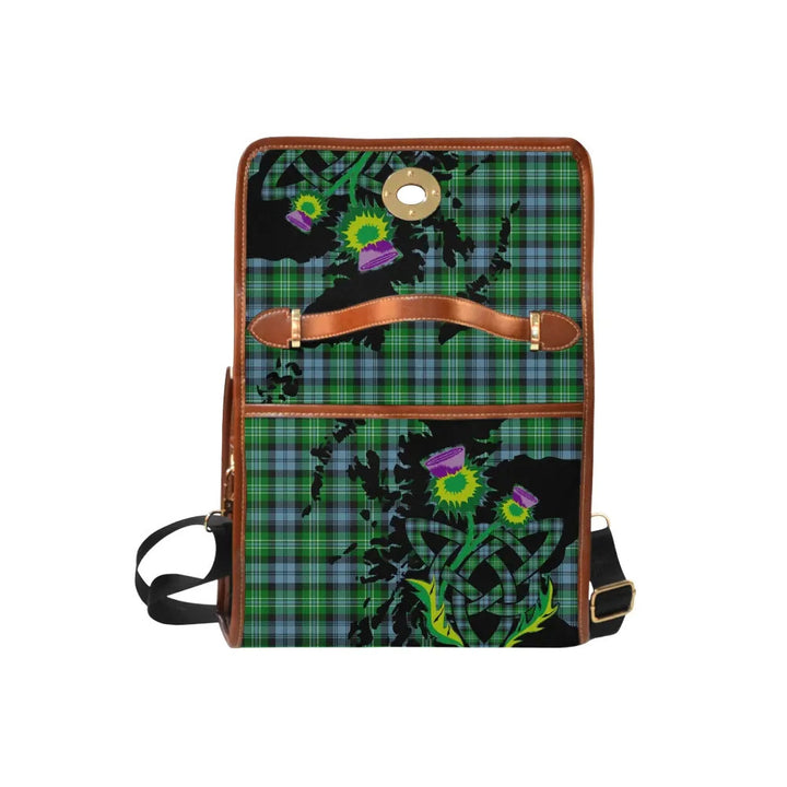 Scottish Arbuthnot Ancient Clan Tartan Waterproof Canvas Bag With Thistle Tartan Plaid 6