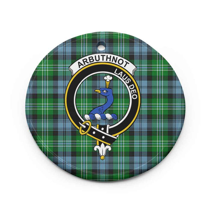Scottish Arbuthnot Clan Crest Tartan Ceramic Ornament Circle Shape Tartan Plaid