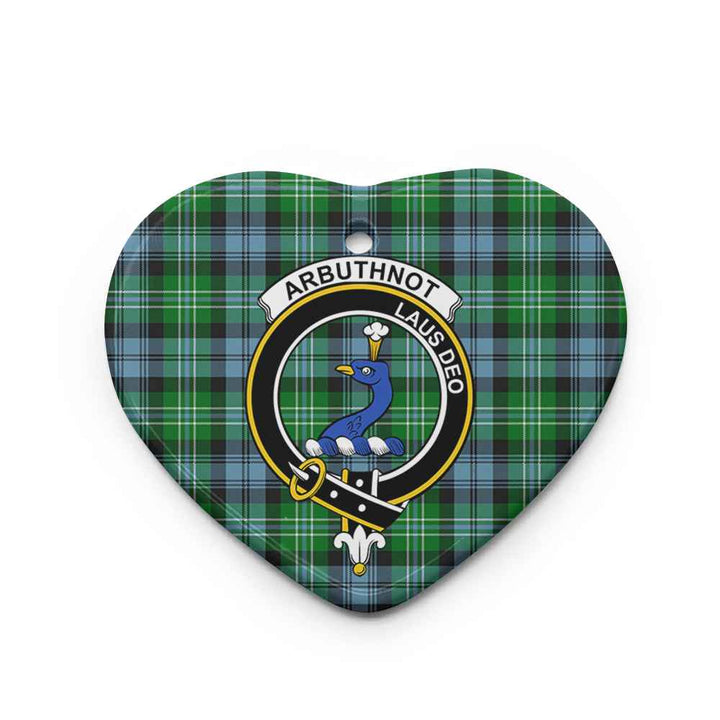 Scottish Arbuthnot Clan Crest Tartan Ceramic Ornament Heart Shape Tartan Plaid