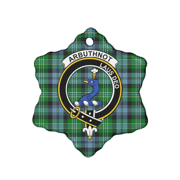 Scottish Arbuthnot Clan Crest Tartan Ceramic Ornament Snow Flake Shape Tartan Plaid