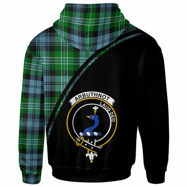Scottish Arbuthnot Clan Crest Tartan Curve Hoodie Back Side Tartan Plaid