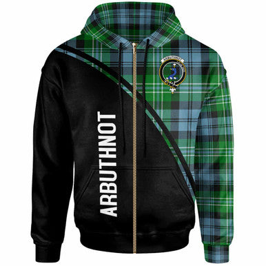Scottish Arbuthnot Clan Crest Tartan Curve Hoodie Zip-up Tartan Plaid