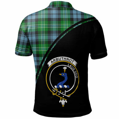 Scottish Arbuthnot Clan Crest Tartan Curve Polo Shirt Back Side Tartan Plaid