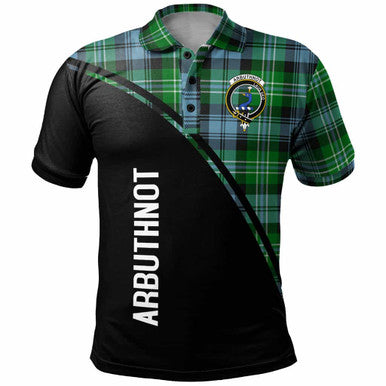 Scottish Arbuthnot Clan Crest Tartan Curve Polo Shirt Front Side Tartan Plaid