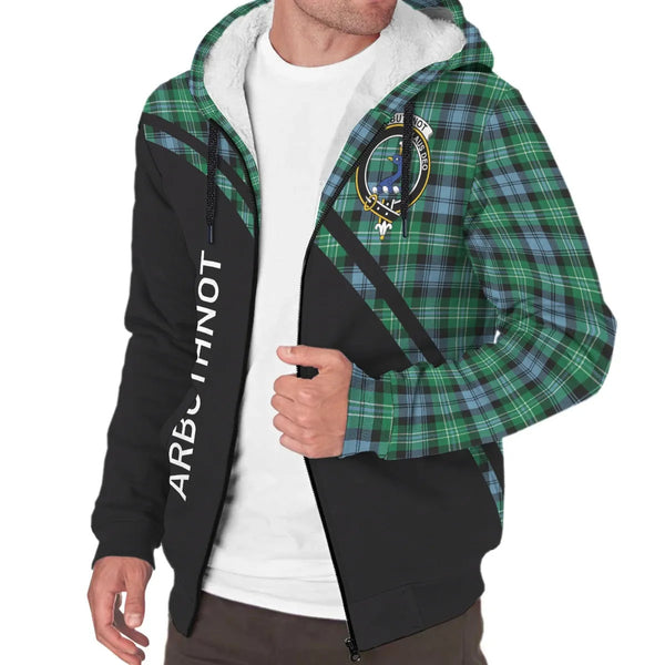 Scottish Arbuthnot Clan Crest Tartan Curve Sherpa Hoodie