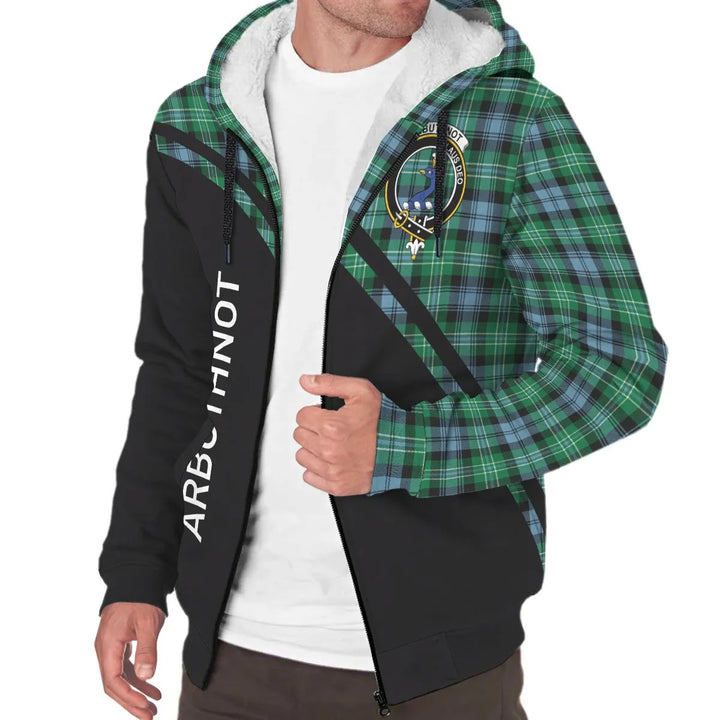 Scottish Arbuthnot Clan Crest Tartan Curve Sherpa Hoodie