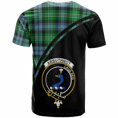 Scottish Arbuthnot Clan Crest Tartan Curve T-Shirt Back Side Tartan Plaid